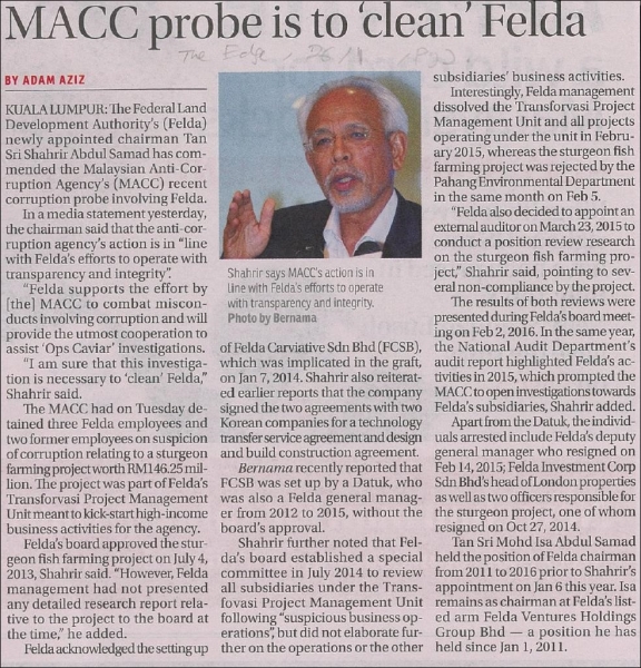 MACC probe is to clean felda