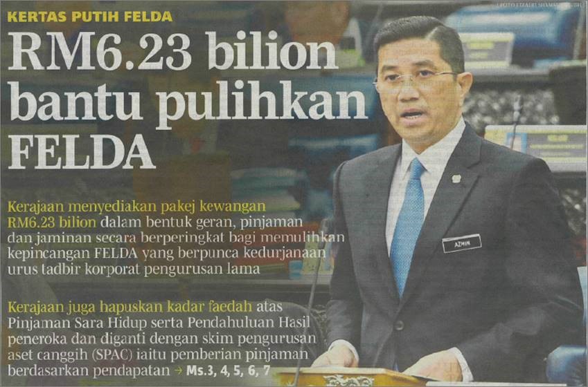 11042019 RM 6.23 billion bantu pulihkan FELDA Berita Harian
