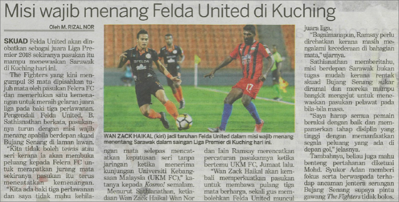 Misi wajib menang Felda United di Kuching