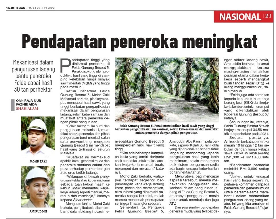 Pendapatan Peneroka Meningkat